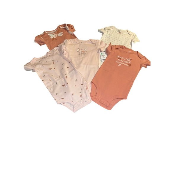 Carters Baby Bodysuits 24 Months 5-Piece Set Cute Prints Short Sleeve NWT - Picture 1 of 6